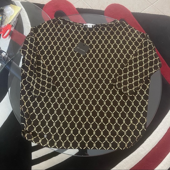 St. John Foil Lattice  Black Gold top blouse NWT - Picture 7 of 11